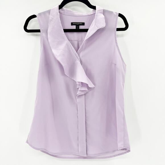 Banana Republic Tops - Banana Republic Purple Sleeveless Ruffle Tank Blouse